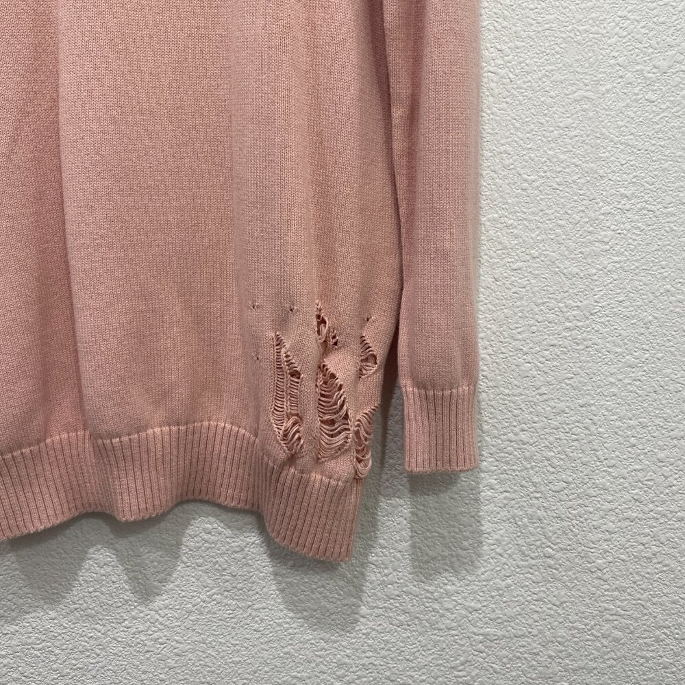 DVNT CLOTHING Distressed Knit Sweater Shredded Streetwear Pink Medium - Picture 8 of 9